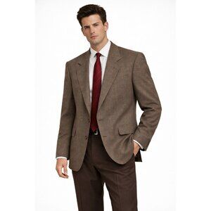 vintage 90s PERRY ELLIS jacket blazer sport coat glen plaid worsted wool 44L